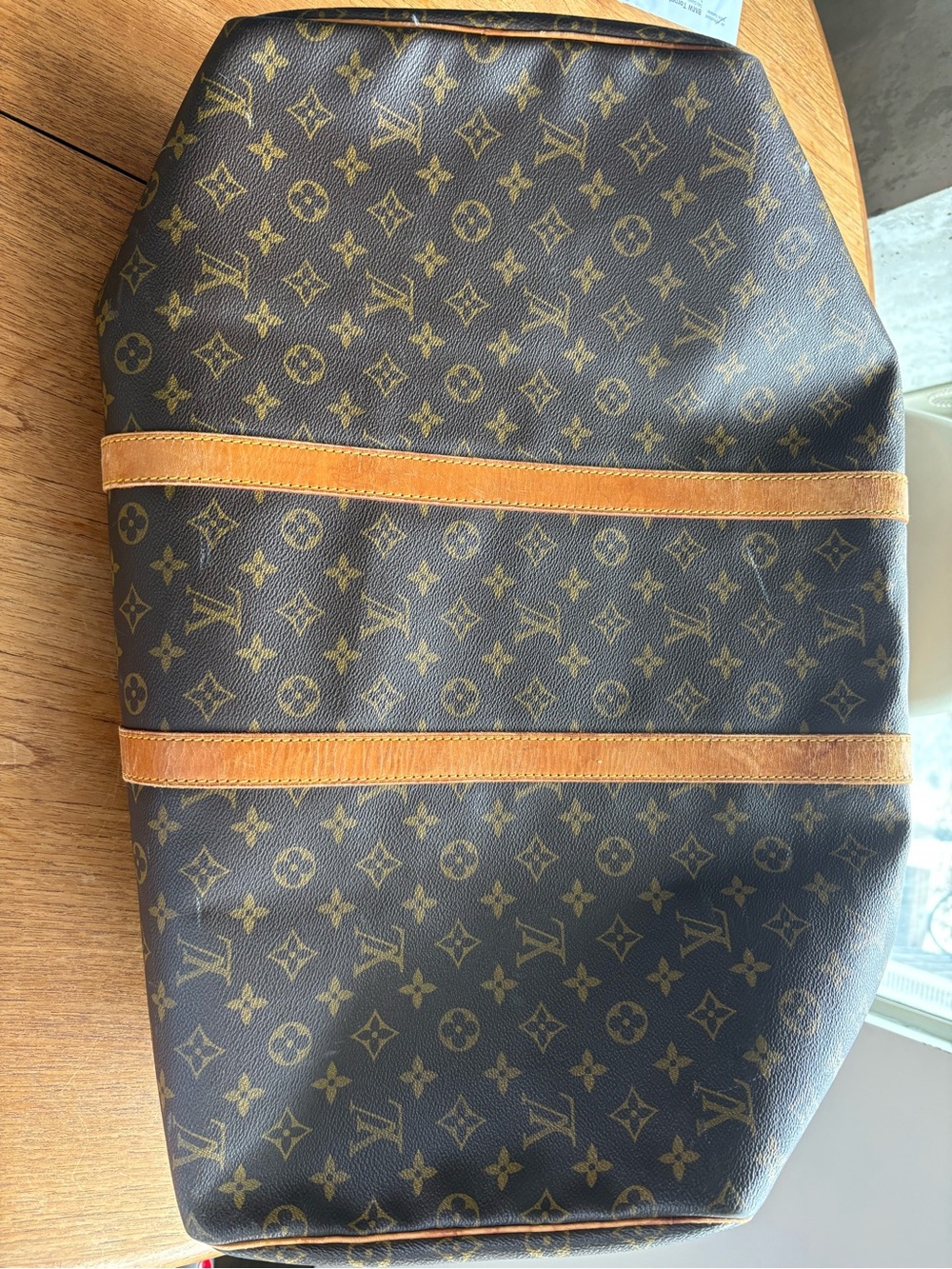Authentic Louis Vuitton Monogram Canvas Keepall 55 Duffel in Brown and Tan - Picture 11 of 16